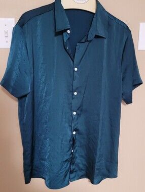💚10 for $10💚 Bundle and save SHEIN Teal Short-Sleeve Button-Down Shirt